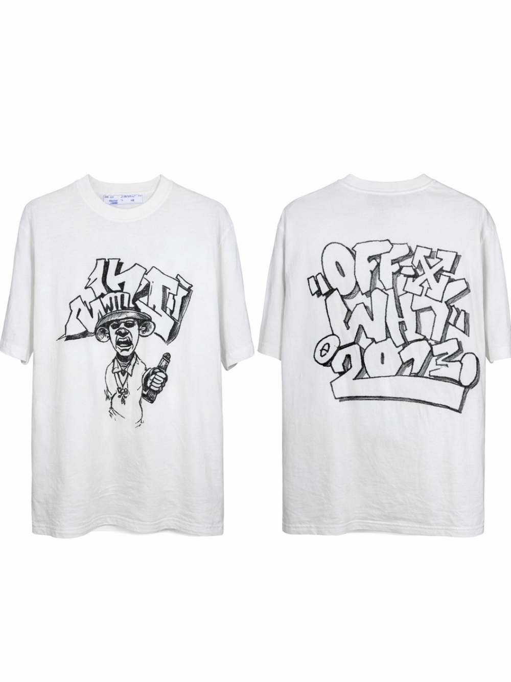 Off-White Graff Freest Over Skate Graffiti Style Embroidered White Men XL Tee